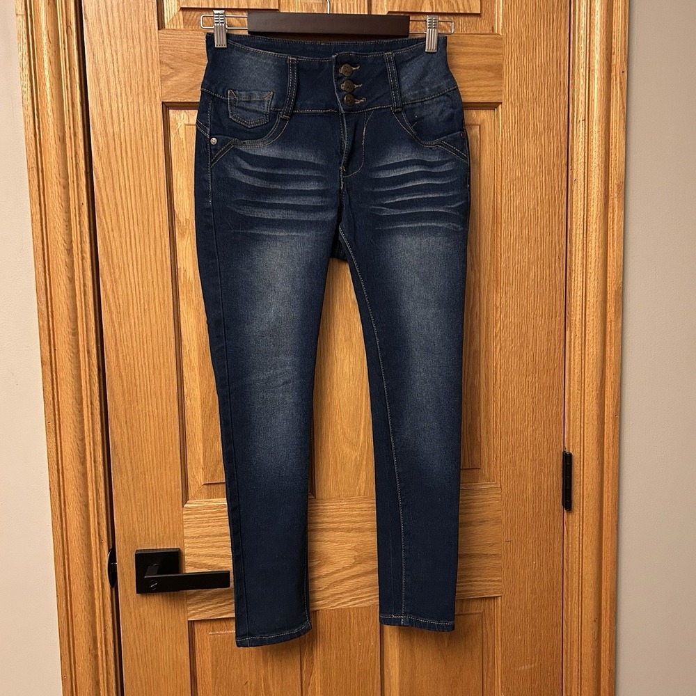 Always Friday Women's Juniors Size 5 3 Button Skinny Stretch‎ Jeans Dark